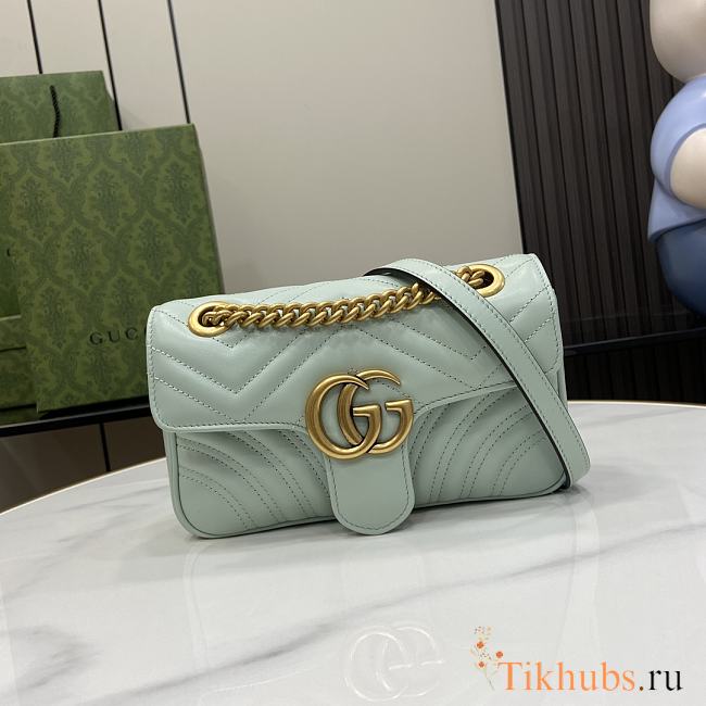 Gucci GG Marmont Mini Shoulder Bag Pale Green 22x13x6cm - 1