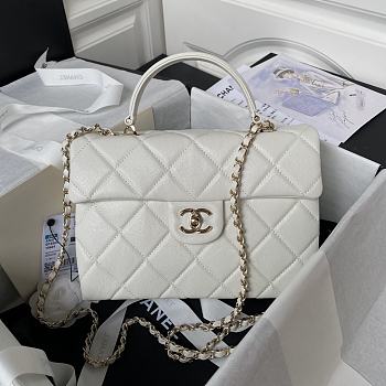 Chanel Box Bag Calfskin Gold White 25x18x11.5cm