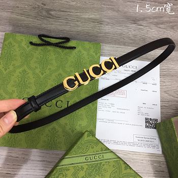 Gucci Gold Black Belt 1.5cm