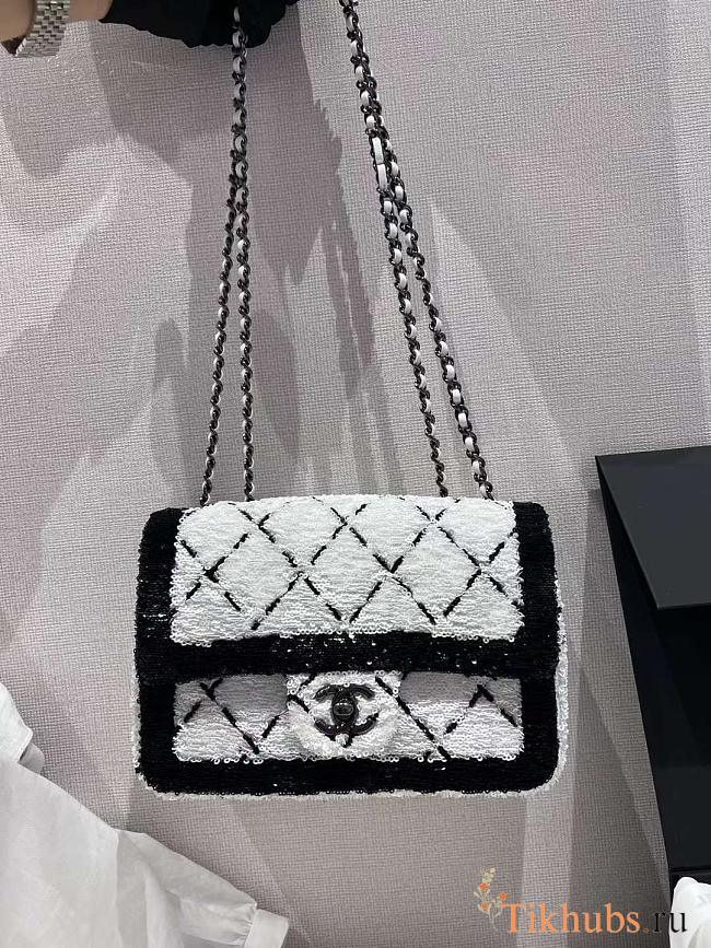 Chanel 24P Flap Bag Sequin White Bag 20cm - 1