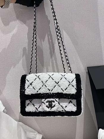 Chanel 24P Flap Bag Sequin White Bag 20cm