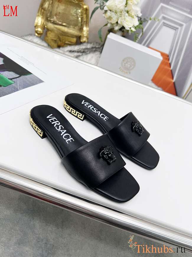 Versace Black Slides - 1