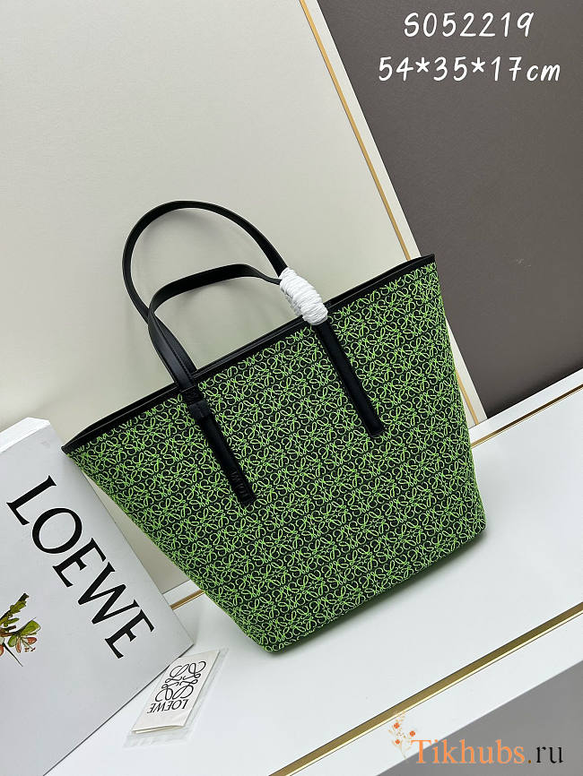 Loewe Leather Trimmed Tote Green Bag 54x35x17cm - 1