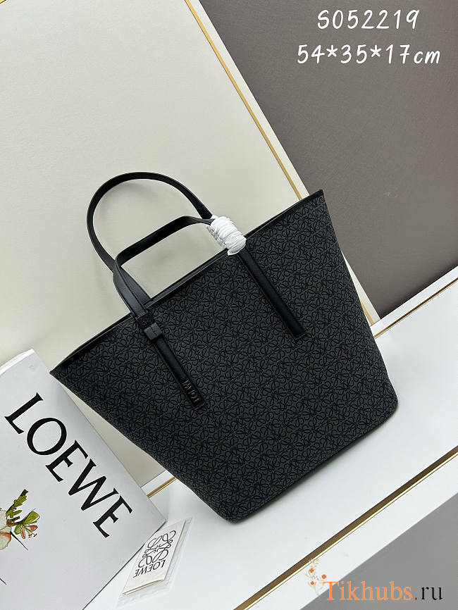 Loewe Leather Trimmed Black Tote Bag 54x35x17cm - 1