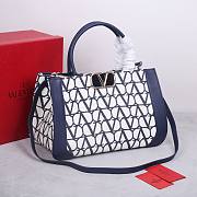 Valentino Garavani Medium Toile Handbag Blue 35x22x16cm - 2