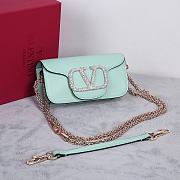 Valentino Garavani Locò Leather Crystal Green Bag 20x11x5cm - 1