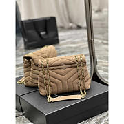 YSL Loulou Shoulder Bag Suede Beige Gold 25cm - 5