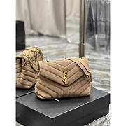 YSL Loulou Shoulder Bag Suede Beige Gold 25cm - 4