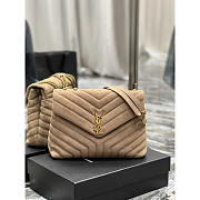 YSL Loulou Shoulder Bag Beige Suede Gold 32x22x11cm - 1