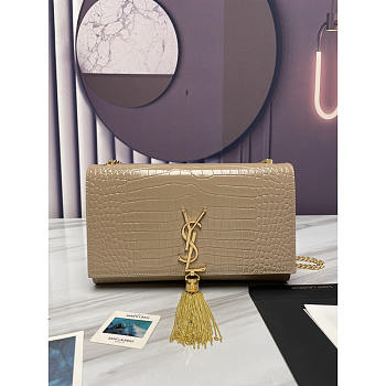 YSL Kate Crocodile Beige Gold 24x14.5x5.5cm