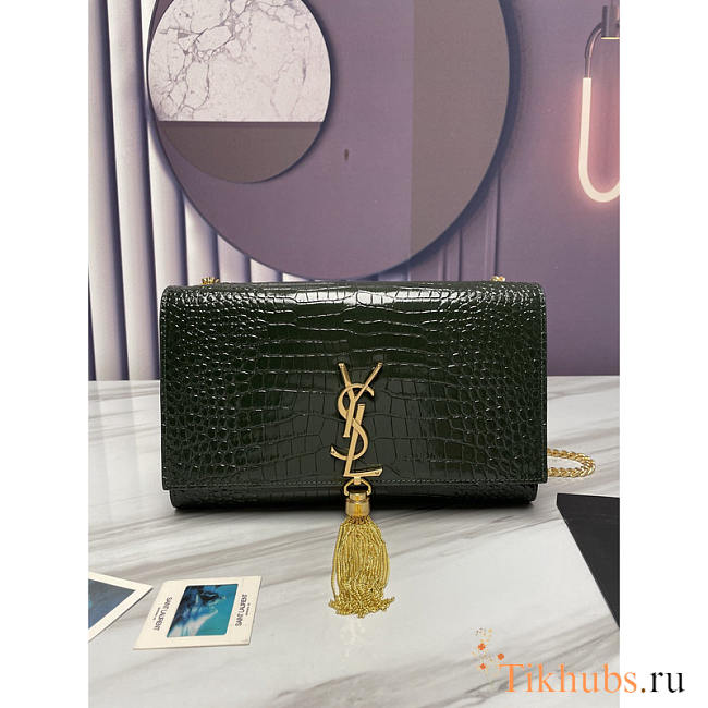 YSL Kate Crocodile Green Gold 24x14.5x5.5cm - 1