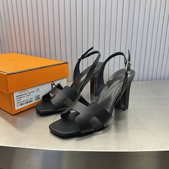 Hermes Black Sandal Heel 8cm