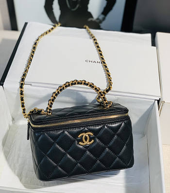 Chanel Top Handle Vanity Black Chain 16x9.5x8cm