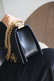 Chanel Small Leboy Chevron Lambskin Black Gold 20cm - 2