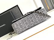 Chanel Classic Bag 11.12 Tweed Fabric Silver Black White 25cm - 5