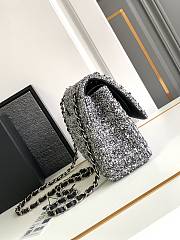 Chanel Classic Bag 11.12 Tweed Fabric Silver Black White 25cm - 2