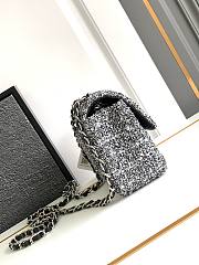 Chanel Classic Bag 11.12 Tweed Fabric Silver Black White 20cm - 3