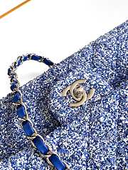 Chanel Classic Bag 11.12 Tweed Blue Fabric Silver Black 25cm - 3