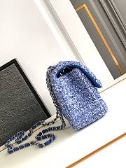 Chanel Classic Bag 11.12 Tweed Fabric Silver Black Blue 20cm - 2