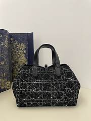 Dior Medium Toujours Bag Black Cannage Tweed 28.5 x 21.5 x 17 cm - 3