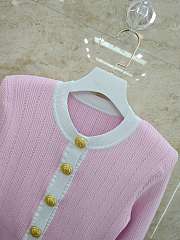 Balmain Cropped Knit Cardigan Pink - 2