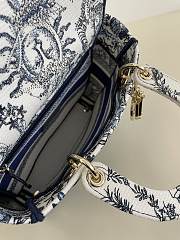 Dior Medium Lady D-Lite Bag White Navy Blue Jouy Soleil 24 x 20 x 11 cm - 6