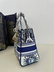 Dior Medium Lady D-Lite Bag White Navy Blue Jouy Soleil 24 x 20 x 11 cm - 3