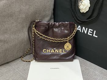 Chanel Mini 22 Handbag Brown 20x18x6.5cm