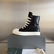 Rick Owens Black Leather High Top Sneaker - 1