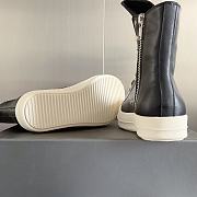 Rick Owens Black Leather High Top Sneaker - 5