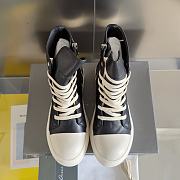 Rick Owens Black Leather High Top Sneaker - 4