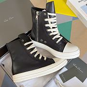 Rick Owens Black Leather High Top Sneaker - 3