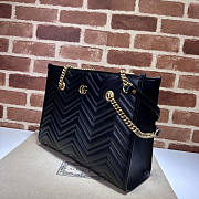 Gucci Medium Tote Bag Black Leather GG Marmont 34x28x12.5cm - 3