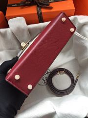 Hermes Mini Kelly Red Wine Gold Epsom 19cm - 3