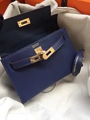 Hermes Mini Kelly Navy Blue Gold Epsom 19cm - 5