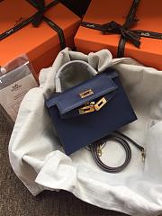 Hermes Mini Kelly Navy Blue Gold Epsom 19cm - 4