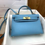 Hermes Mini Kelly Bag Blue Epsom Gold 19cm  - 1