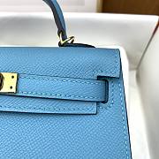 Hermes Mini Kelly Bag Blue Epsom Gold 19cm  - 5