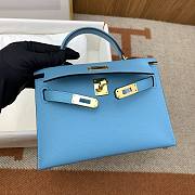 Hermes Mini Kelly Bag Blue Epsom Gold 19cm  - 4