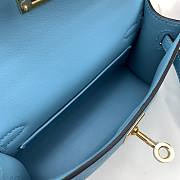 Hermes Mini Kelly Bag Blue Epsom Gold 19cm  - 3