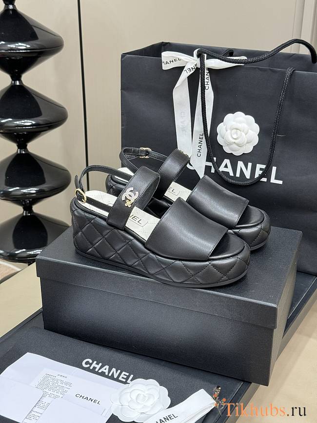 Chanel Black Sandal Heel - 1