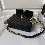 Chanel Flap Bag Handle Black Gold Caviar 18cm - 6