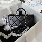 Chanel 23K Box Bag Leather With Handle Black 22x10.5x9cm - 6