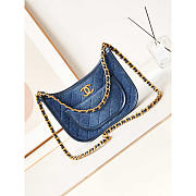 Chanel Hobo Handbag Gold Metal Blue 24x20x6cm - 1