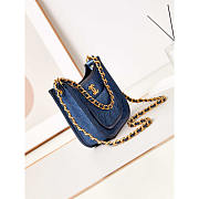 Chanel Hobo Handbag Gold Metal Blue 24x20x6cm - 2