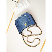 Chanel Hobo Handbag Gold Metal Blue 24x20x6cm - 4