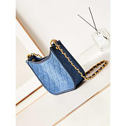 Chanel Hobo Handbag Gold Metal Blue 24x20x6cm - 5