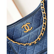 Chanel Hobo Handbag Gold Metal Blue 24x20x6cm - 6