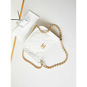 Chanel Hobo Handbag Calfskin Gold Metal White 24x20x6cm - 6