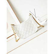 Chanel Hobo Handbag Calfskin Gold Metal White 24x20x6cm - 4